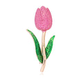 Pink Tulip Crystal Enamel Two Designs Metal Brooch Pin view 1
