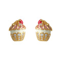 Gold Tone Colorful Cupcake And Clear Stone Stud Earrings view 5