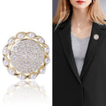 Round Pearl Border Crystal Brooch for Jackets Scarves and Coats view 2