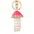 Pearl Jellyfish Keychains With Crystal Fringe and Braided Wrist Straps view 5