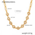 Gold Heart Zircon Paperclip Necklace And Herringbone Snake Chain view 7