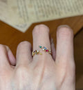 Open Wheat Flower Branch Crystal Rings Gold Silver Four Colors view 6