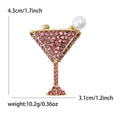 Crystal Cocktail Glass Brooch with Gold Tone Rim and Pearl Accent view 7