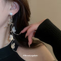 Silver Tone Leaf Branch Long Drop Earrings for Women view 3