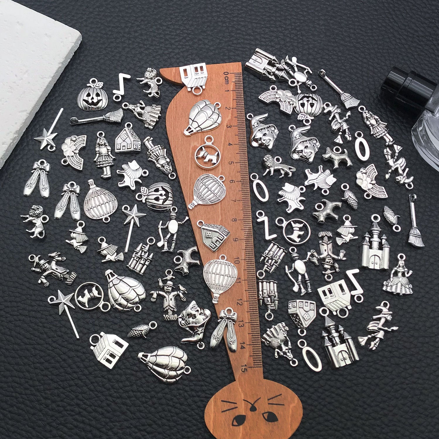 Antique Silver Iron Halloween Pumpkin Castle Charm Pendant for Bracelets and Necklaces
