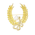 Crystal Wheat Wreath Brooch With Pearl And Bow in Three Colors view 5