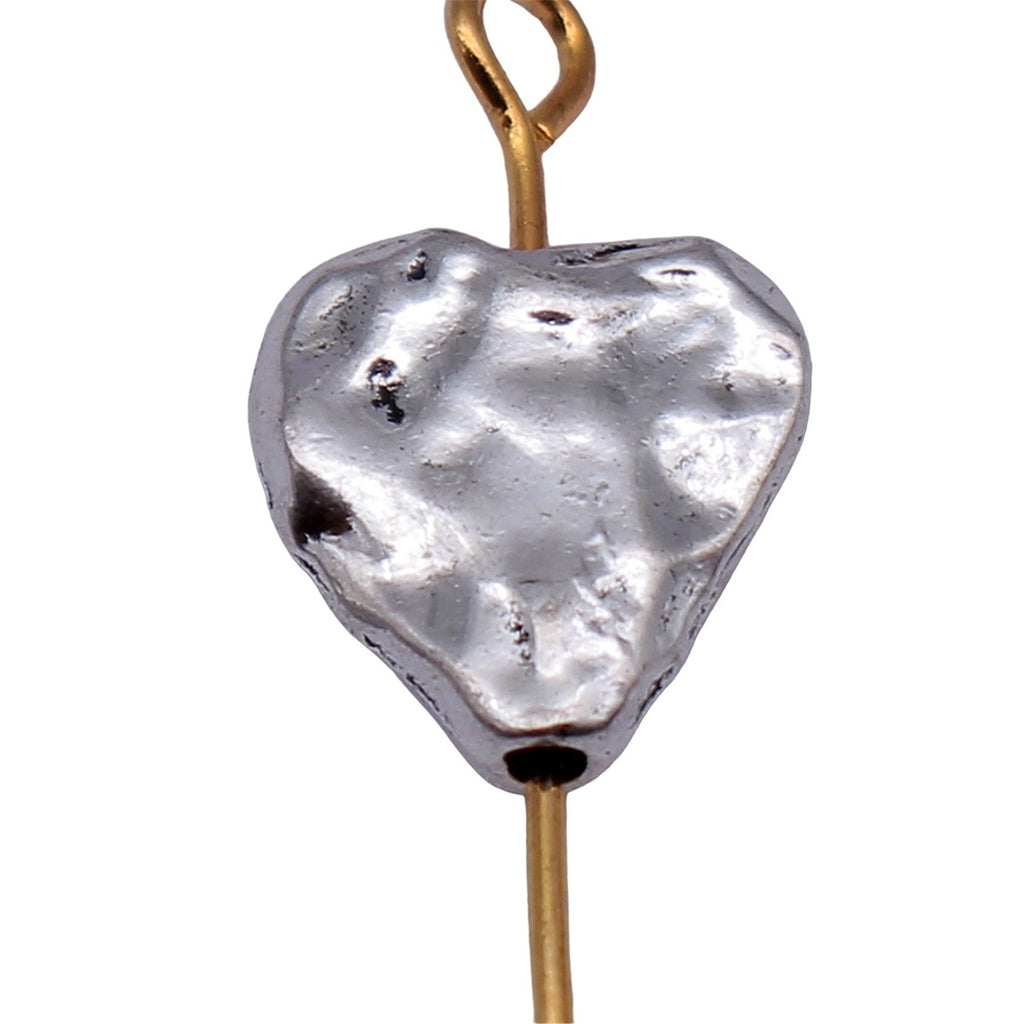 11x10x3.4mm 1.1g Antique Silver Zinc Alloy Hammered Heart Loose Metal Beads for Bracelet Making