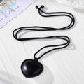 Stitched Leather Heart Pendant Necklace Black Cord 4 Colors view 3