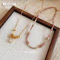 Colorful Beaded Necklaces with Crystal Charm Pendants view 2