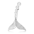 Pearl Drop Mermaid Tail Brooch Pin in Two Metal Tones view 2