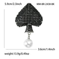 Black Spade Pearl Drop Brooch in Black for Jackets and Scarves view 4