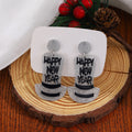 Festive Greeting Top Hat Glitter Acrylic Dangle Stud Earrings view 2