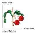Red Cherry and Green Leaf Enamel Brooch in Red for Jackets and Scarves view 6