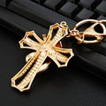 Jeweled Layered Cross Keychains in Gold Silver and Assorted Finish Options view 4