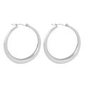Thick Polished Large Metal Hoop Earrings Gold Or Steel Tone view 6