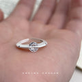 Silver Tone Clear Round Stone Open Adjustable Ring For Women view 6