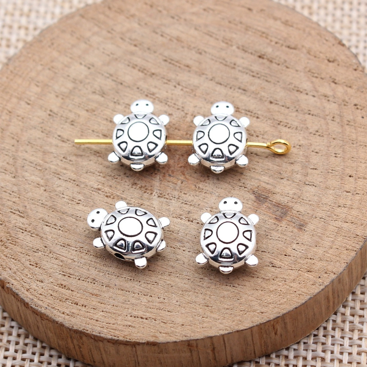 13x9x4.7mm 1.25g Antique Silver Zinc Alloy Sea Turtle Loose Metal Double Sided Beads for DIY Bracelet Jewelry Making