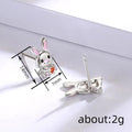 Silver Bunny Holding Carrot Stud Earrings Pink Enamel view 4