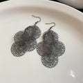 Filigree Round Disc Cluster Fish Hook Earrings Statement Jewelry Pair view 7