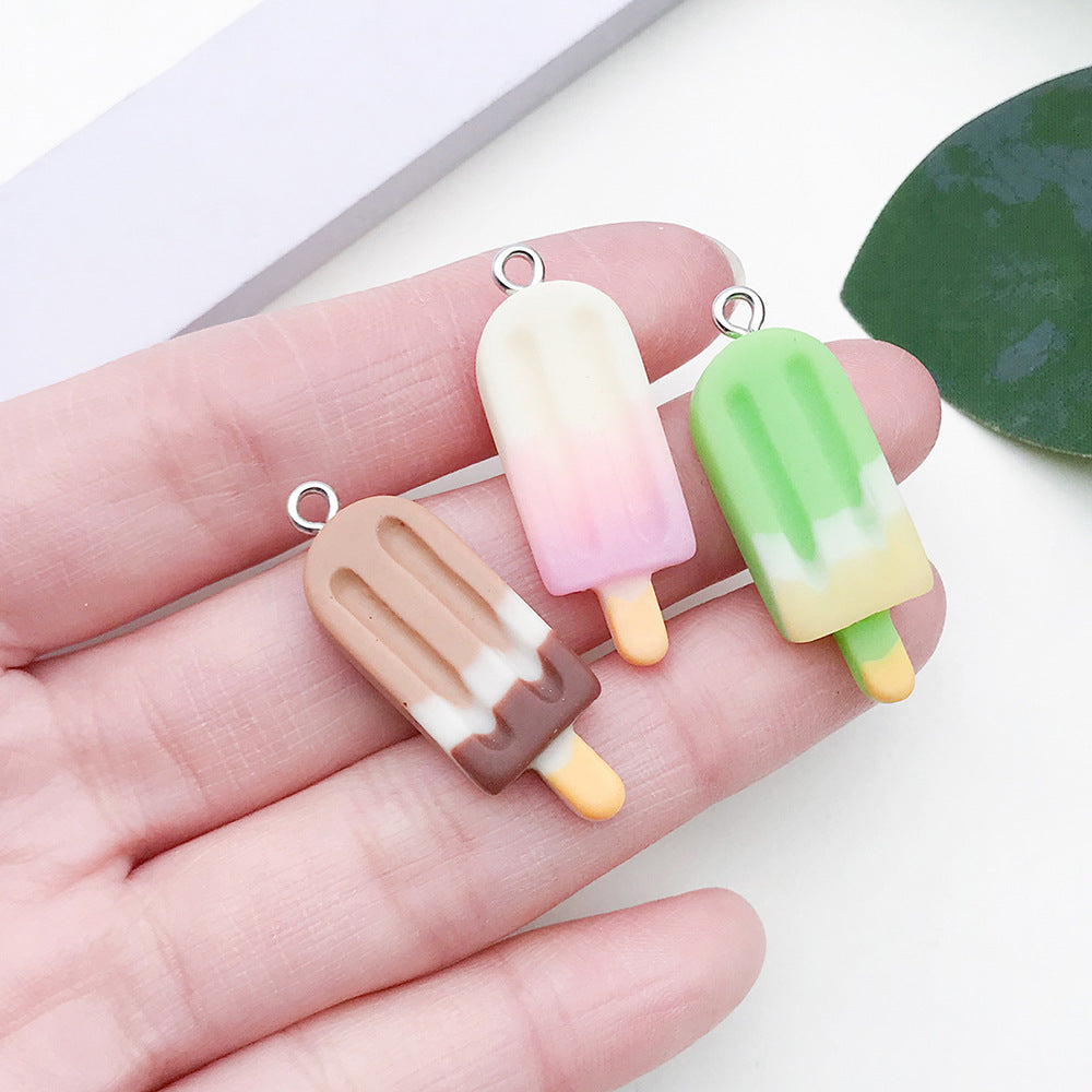 Gradient Resin Ice Cream Popsicle Charm Pendant for DIY Keychain Bag Jewelry Accessories