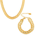 Gold Multilayer Starburst Square Link Necklace Bracelet view 5
