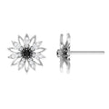 Gold Silver Daisy Flower Black Center Stud Earrings view 5