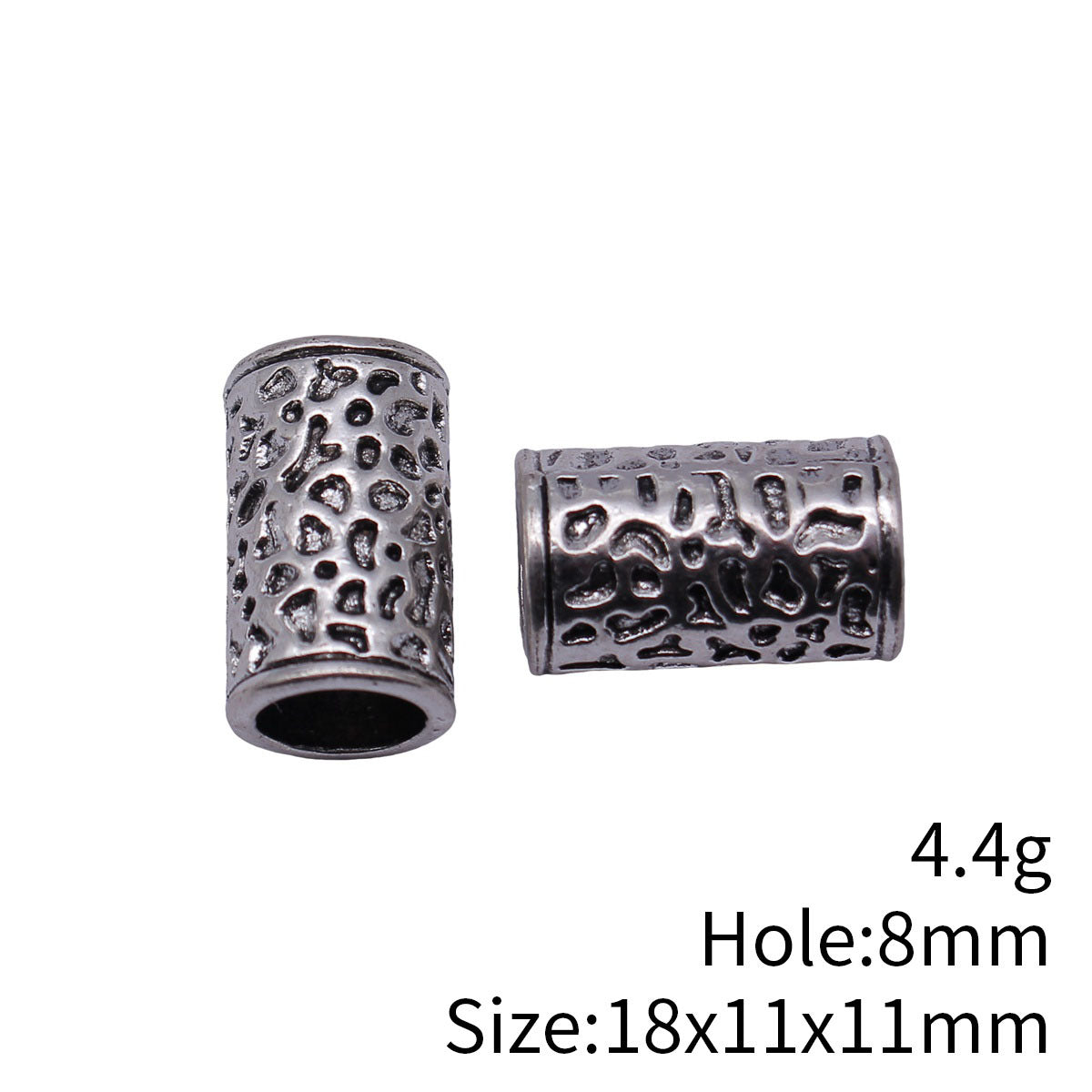18x11x11mm 4.4g Multicolor Zinc Alloy Irregular Textured Tube Spacer Beads for Dreadlock Jewelry Making