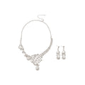 Silver Rhinestone Teardrop Pendant Necklace Earring Set view 5