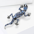 Crystal Gecko Brooch Multicolor or Blue Antique Metal view 3