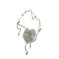 Pale Mint Mesh Flower Pearl Like Necklace And Earring Options view 5