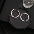Twisted Pearl Bead Hoop Earrings Gold Tone Metal Frame view 6