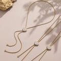 Pave Heart Slider Necklace Long Box Chain Stainless Steel view 4