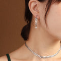 Leaf Choker Necklace Pearl Drop Leaf Earrings Gold Steel Rose view 8