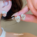 Crystal Flower Cluster Stud Earrings in White or Pink view 1