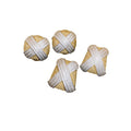 White And Gold Cross Woven Round Stud Earrings Jewelry Accessory view 5
