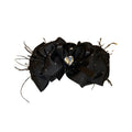 Black Satin Bow Hair Claw With Feathers And Heart Crystal view 5