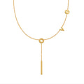 Love Letter Y Tassel Bar Pendant Necklace Rose Gold Steel view 5