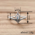 Antique Silver V Band Teardrop Moonstone Ring Sizes 6-10 view 4
