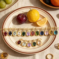 Gold Tone Chain Necklaces With Twelve Oval Birthstone Pendants view 3