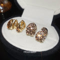 Rose Gold Tone Sculpted Crystal Stud Earrings Fashion Jewelry view 2