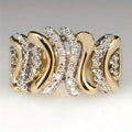 Wide Curved Clear Stone Statement Ring In Gold And Silver Tones view 6