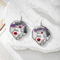 Silver Tone Abstract Face Pressed Flower Drop Earrings in Four Designs view 3