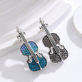Silver Tone Violin Crystal Enamel Metal Brooch Pin view 4