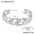 Open Teardrop Cuban Link Cuff Bangles Gold and Steel Stainless view 6