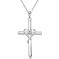 Heart-Wrapped Cross Pendant Necklace In Gold And Silver Tones view 1