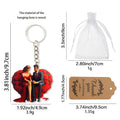 Couple On Red Rose Heart Printed Wood Keychain Split Ring view 2