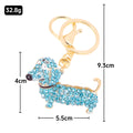 Rhinestone Dachshund Dog Keychain Gold Clasp Five Colors view 3