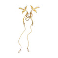 Paired Crane Brooch With Long Chains In Gold Tone Or Silver Tone view 5