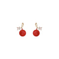 Red Bean Clear Accent Gold Tone Small Stud Earrings view 5
