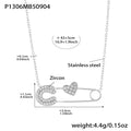 Stainless Steel Safety Pin Zircon Necklace Star Heart Charm view 10